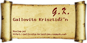 Gallovits Krisztián névjegykártya